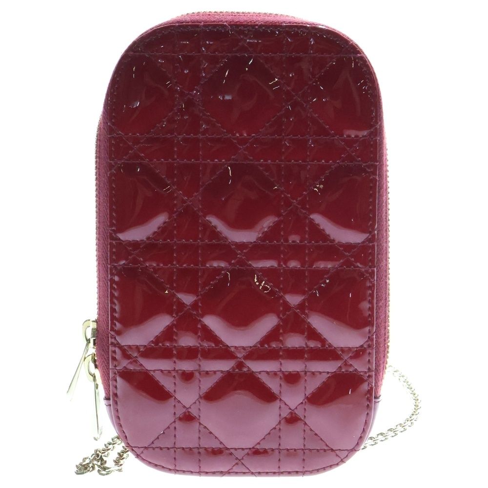 DIOR ディオール レディディオール カナージュ パテント フォンホルダー ケース レディース レッド S0872OVRB