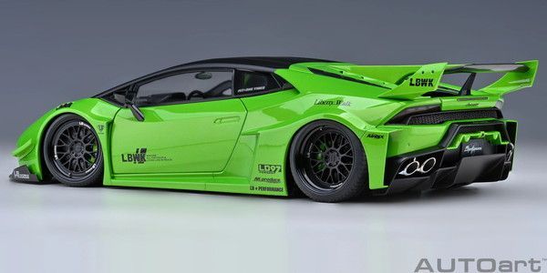 リバティウォーク限定ウラカン　メタリックグリーン MINI GT x TARMACコラボ 1/64スケール「LB☆WORKS