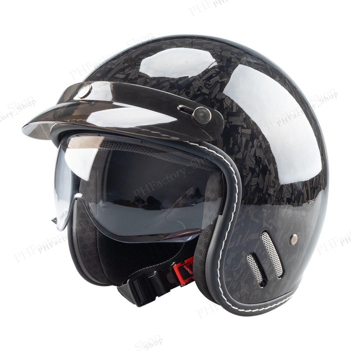 バイク ヘルメット バブルシールド付き ジェットヘルメット 3 4型 開閉式バブルシールド DOT 超軽量 耐衝撃 オールシーズン 男女兼用 ライトブラック A72