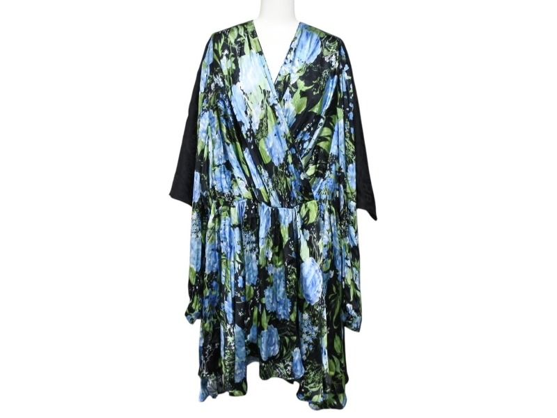 BALENCIAGA バレンシアガ ワンピース 花柄 575428 イタリア製 レーヨン シルク ブラック マルチ サイズ40 4b003883