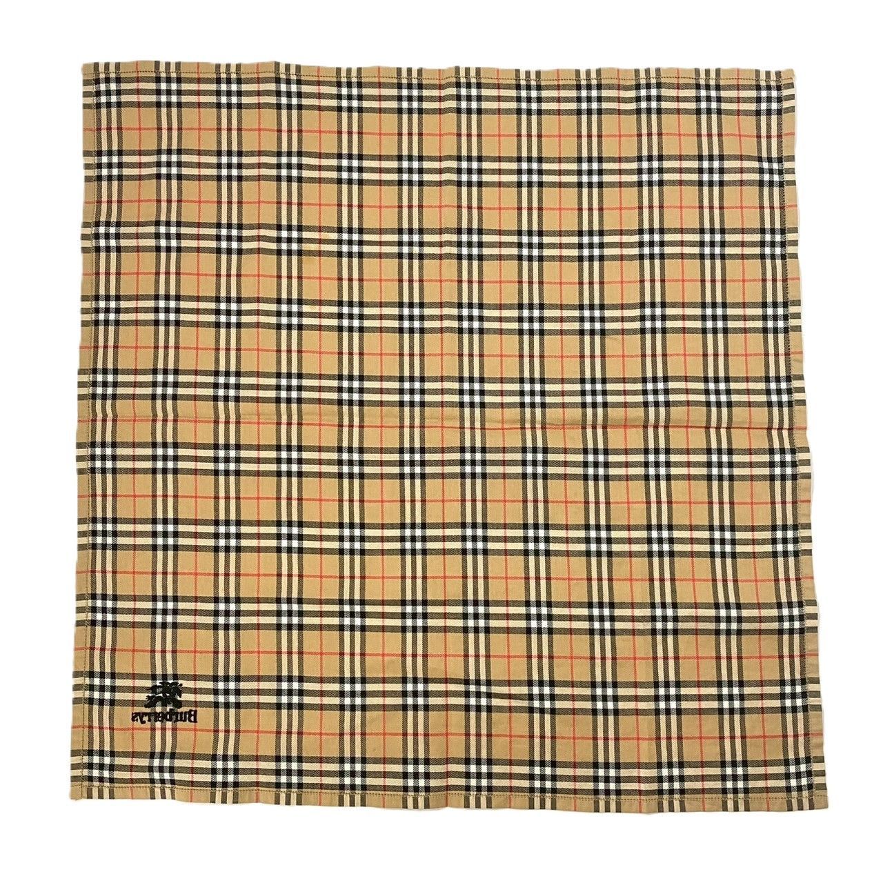 未使用　BURBERRY ハンカチ　透かし　ロゴ　バーバリー　茶　ブラウン系 CH【Burberrys】ハンカチ ロゴ刺繍 ノバチェック ブラウン/茶