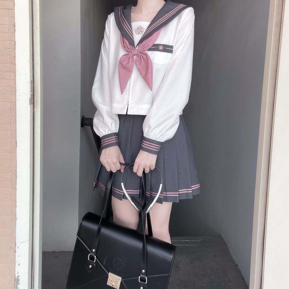 セーラー服 コスプレ 長袖 制服 セット 衣装 ハロウィン イベント コスプレ衣装 仮装 高校生 JK制服 JK 女子高生 シンプルスカート3点セット 文化祭 学園祭 高校生 学生 学生服 yunrui23