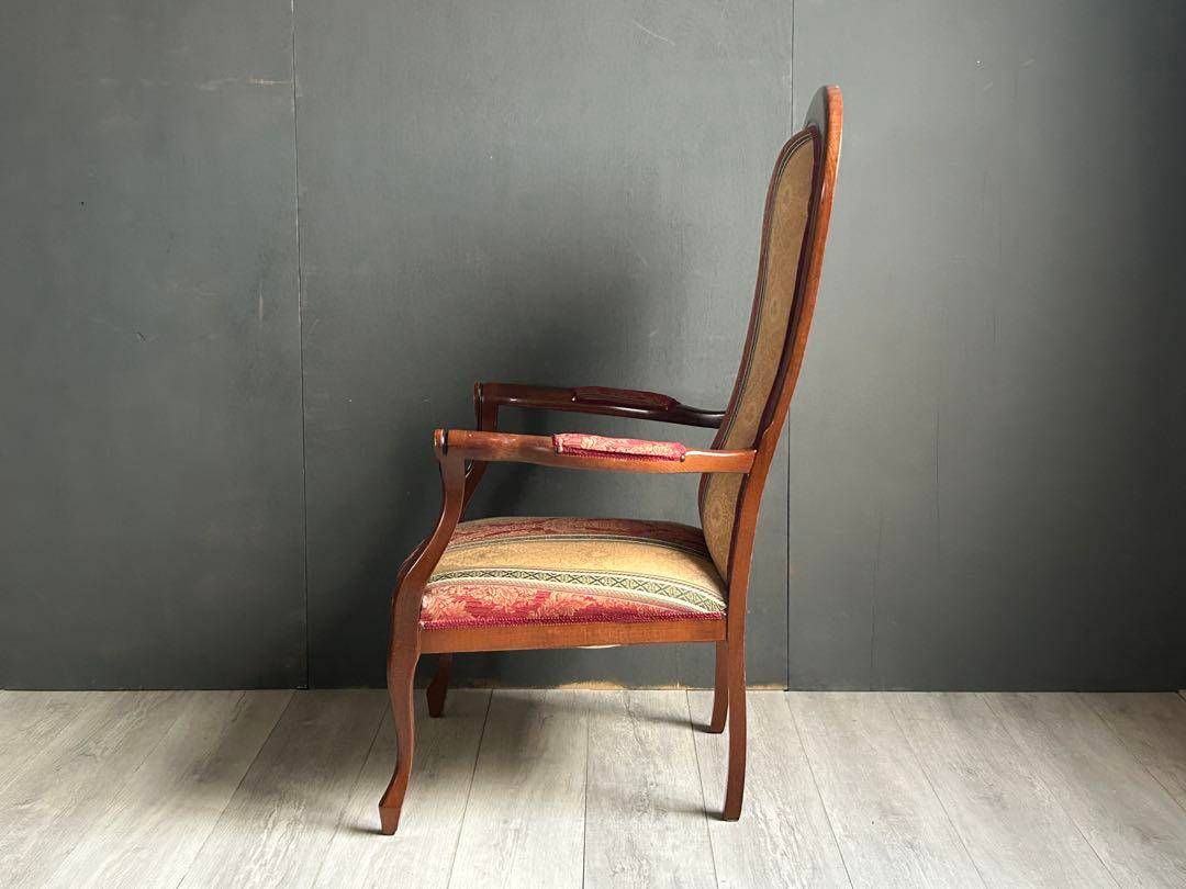 希少　クラシック　ストライプ　ヨーロピアン　鋲打ち　アームチェア　リベット　SZ 希少 クラシック ストライプ ヨーロピアン 鋲打ち アームチェア