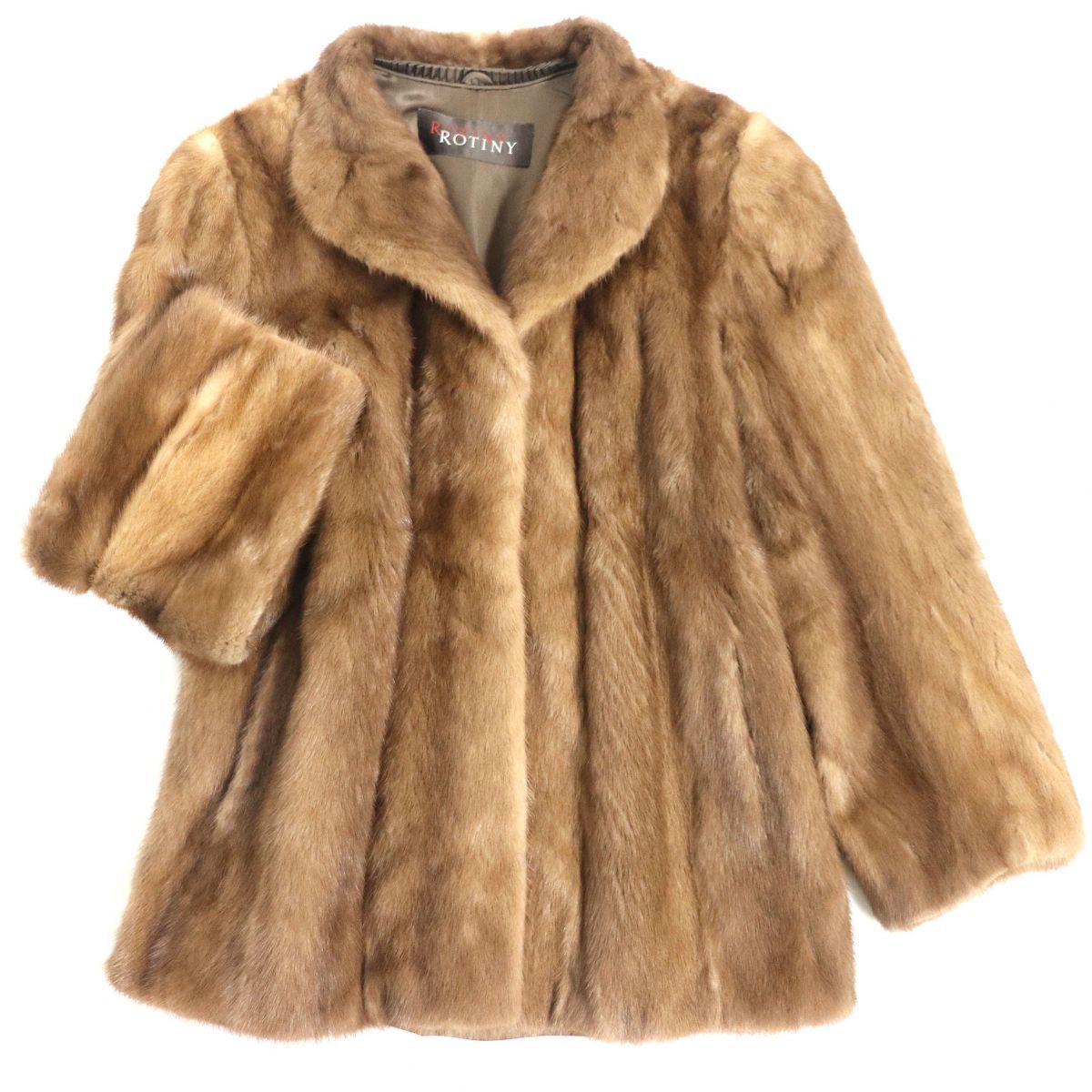 毛並み美品▼MINK パステルミンク 本毛皮コート ライトブラウン 毛質艶やか・柔らか◎