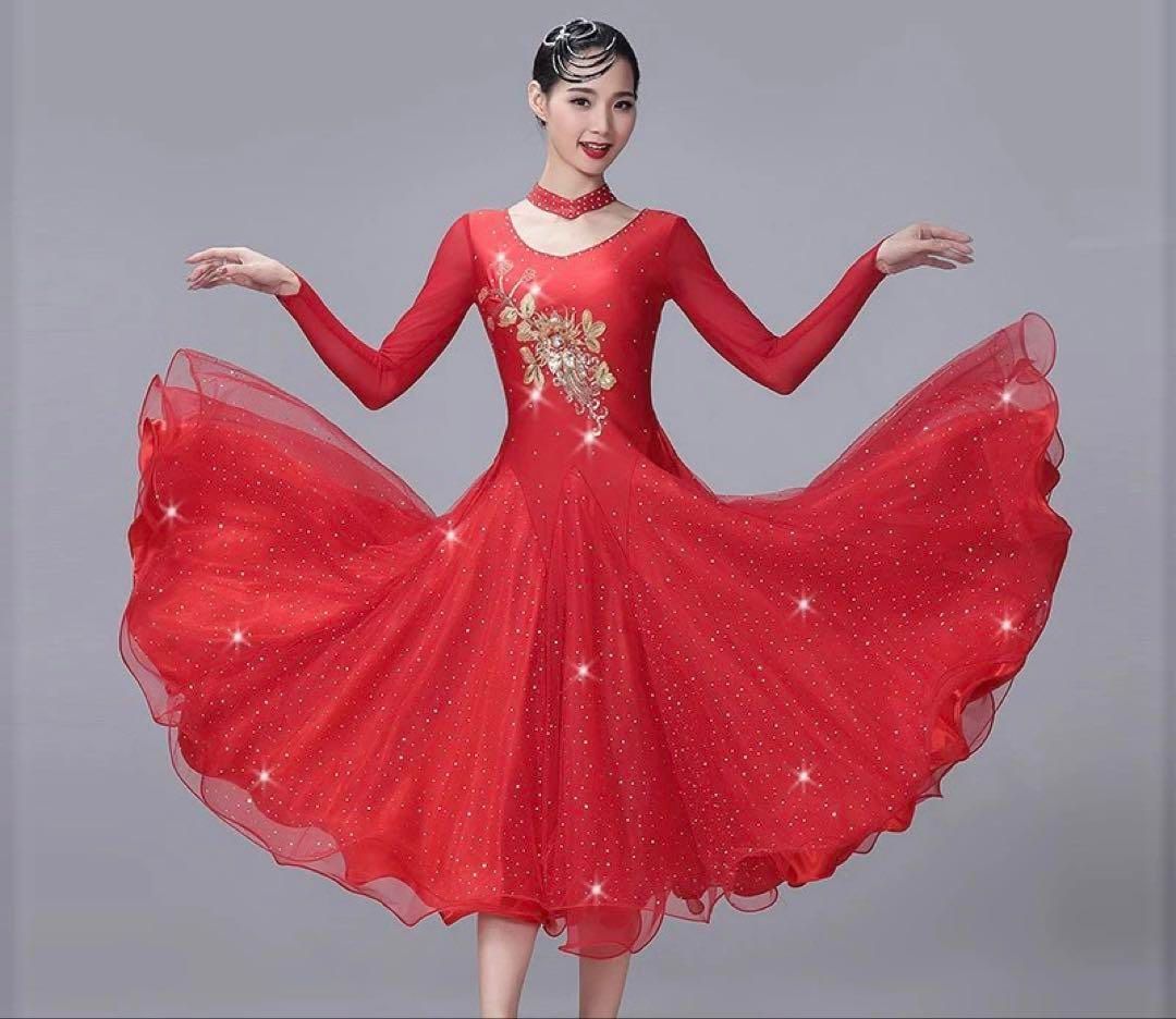 新品未使用 ストーン付スタンダードドレス 発表会 ダンスパーティーや