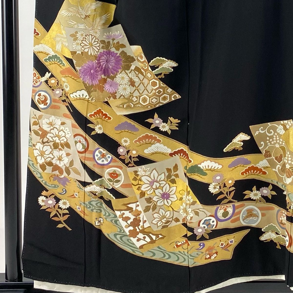 黒留袖 美品 名品 落款 風景 黒留袖 美品 名品 落款 風景 人物 金糸