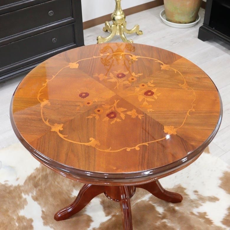 ビンテージ 高級 木製 ダイニングテーブル 椅子 イス セット 象嵌 イタリア