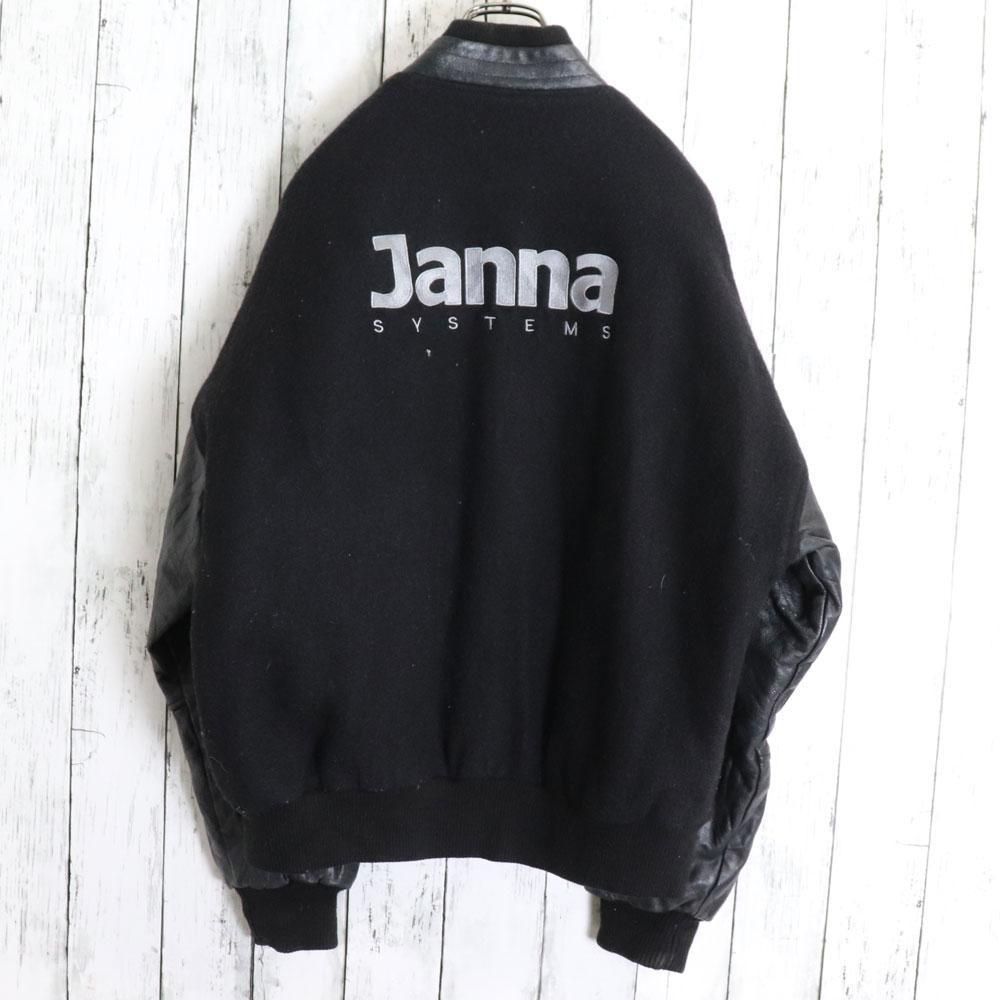カナダ製 JJM 袖本革 背中ビッグロゴ刺繍 スタジアムジャンパー 