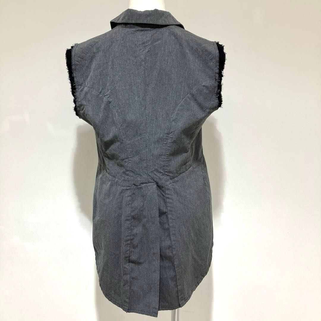 ローブドシャンブル コムデギャルソン robe de chambre  COMME des GARCONS 綿エステルシャンブレー燕尾型ベスト グレー Mサイズ 2002年