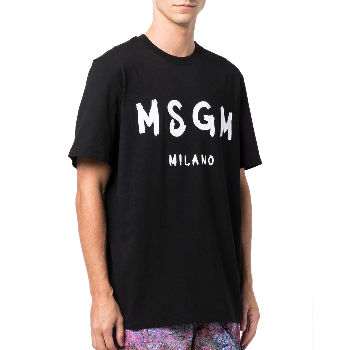 新作入荷202425 MSGM メンズ ブラック MILANOロゴ 半袖 Tシャツ size L Tシャツ/カットソー(半袖/袖なし)