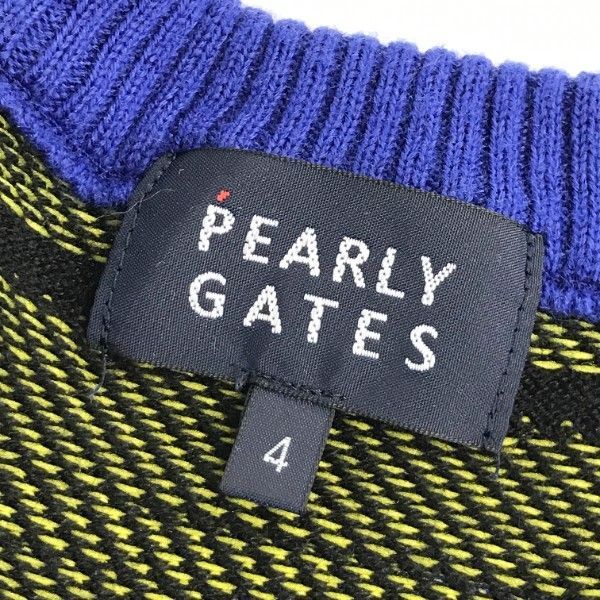 PEARLY GATES パーリーゲイツ ウール混 ニットセーター チェック柄 