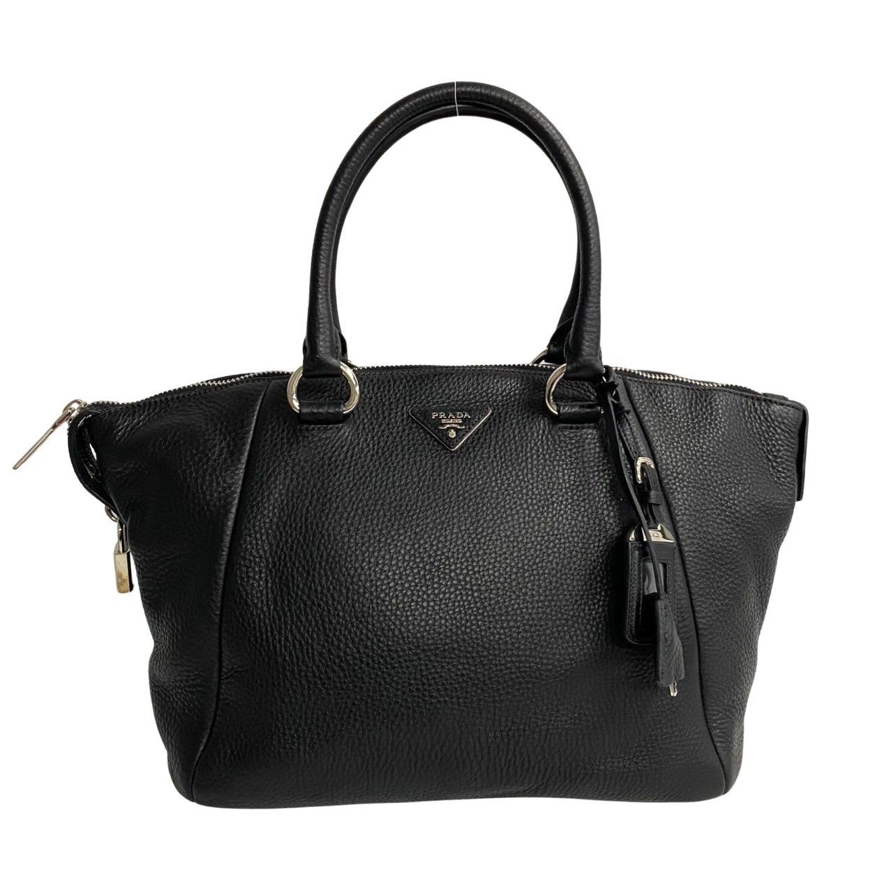 極 美品 保存袋 カード付 PRADA プラダ 三角ロゴ 金具 ヴィッテロ 