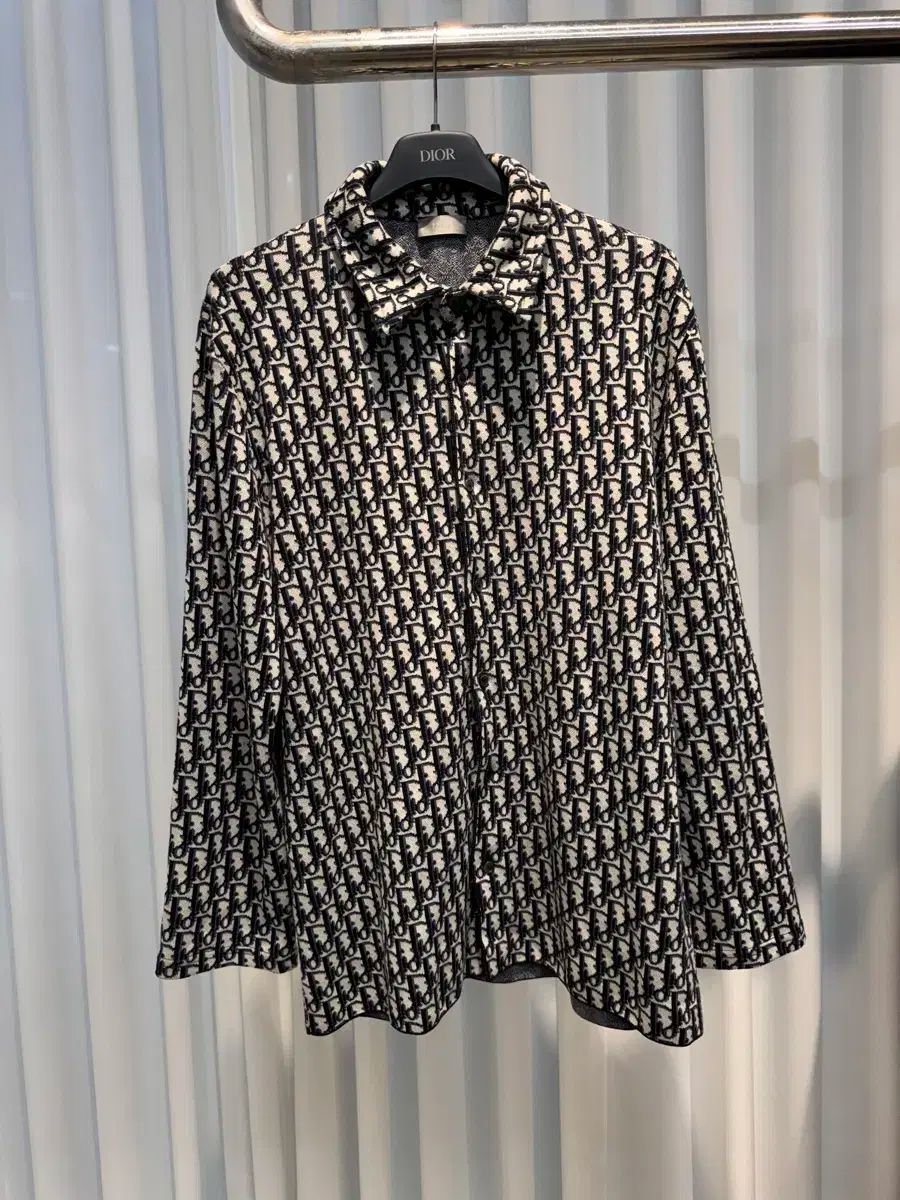 ほぼ S DIOR ディオール オブリーク ニット セーター シャツ ジャカード ジャケット 黒 アイボリー