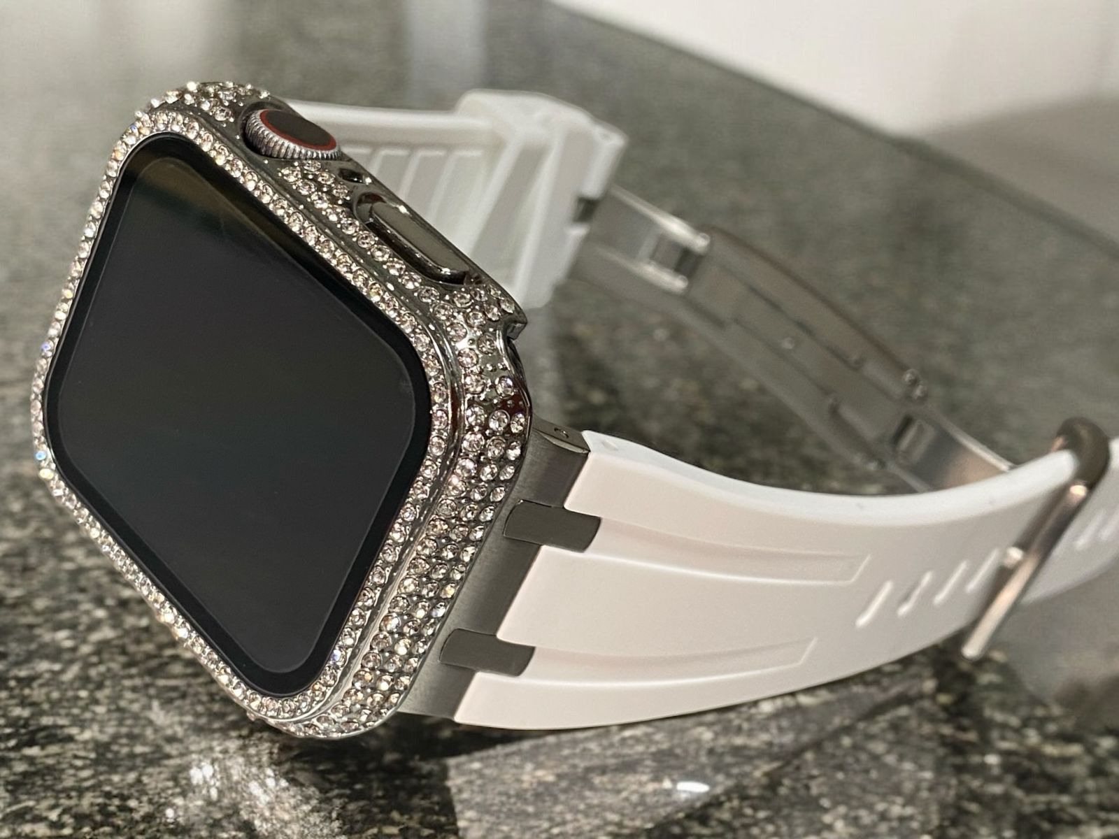 アップルウォッチシームバンド別注ラバーベルトAppleWatch キラキラ画面保護付きカスタムカバーケース 25 MEDICALDB_JP