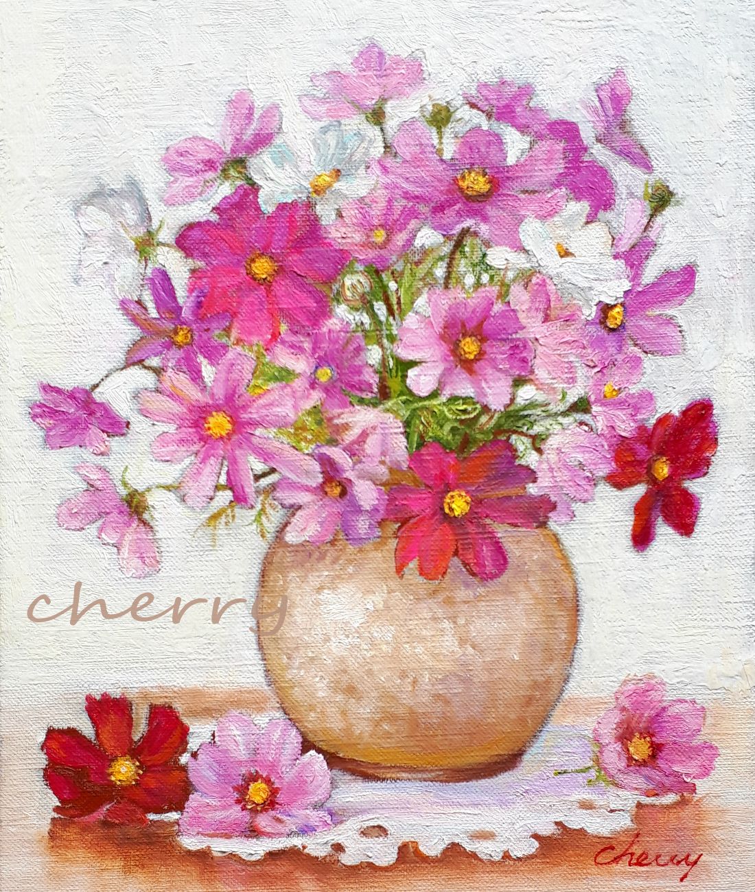 絵画　油絵　原画　一点物　花　紫陽花　ピンク　　　　可憐　SM 絵画 油絵 原画 一点物 花 紫陽花 ピンク 可憐 SM