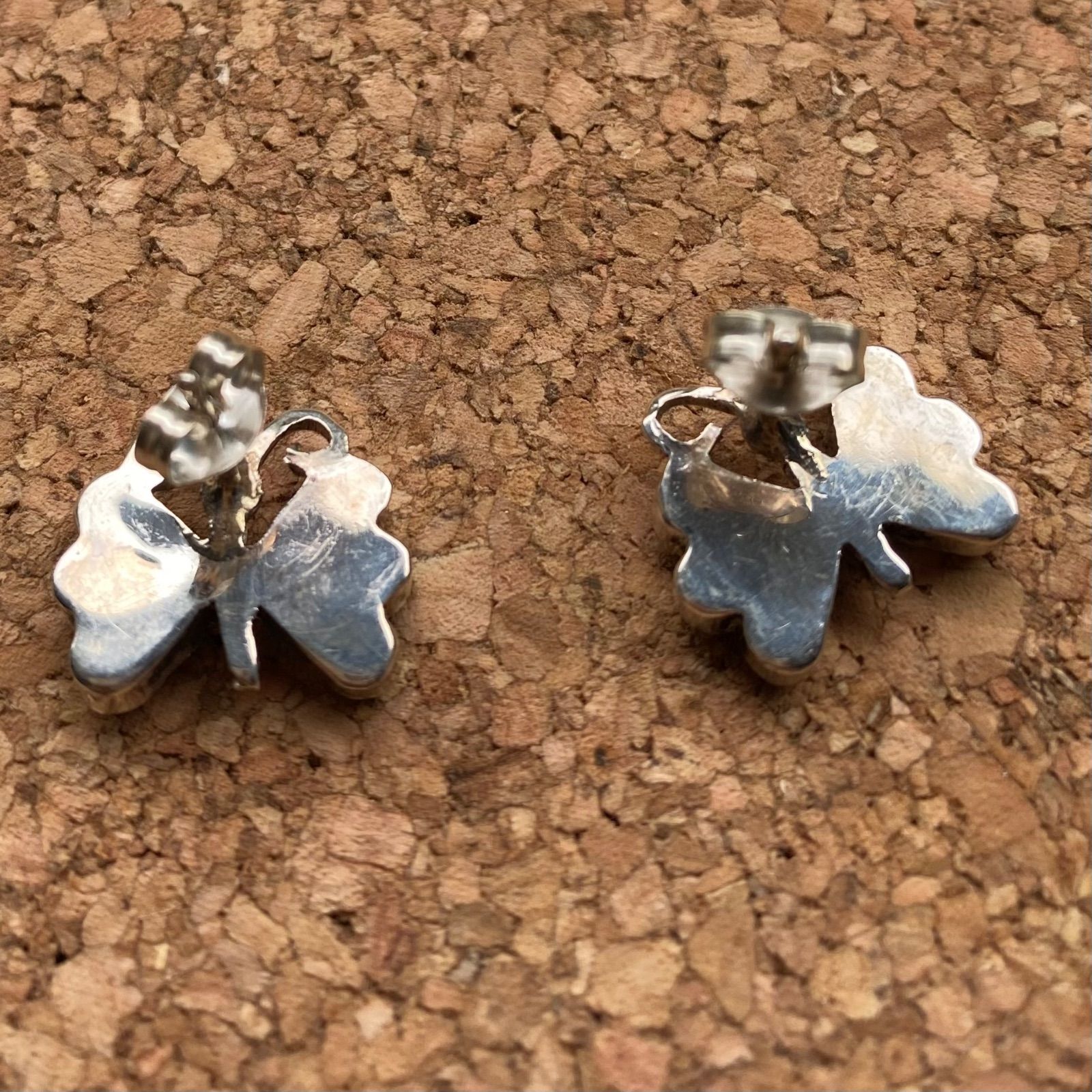 蝶　ピアス　珊瑚　ズニ族　特価