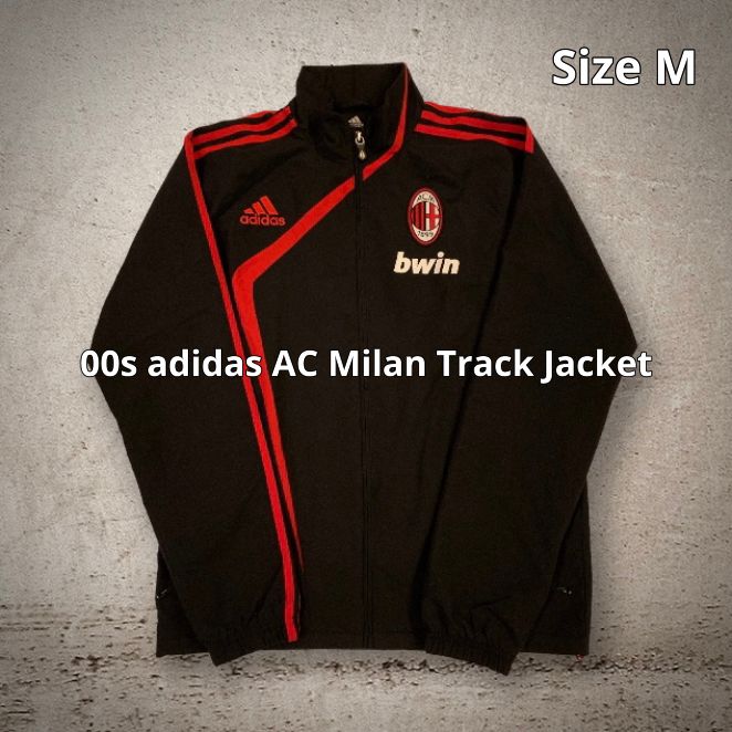 00s adidas AC Milan Track Jacket Tracksuit アディダス ACミラン トラックジャケット ブラック レッド  Mサイズ フットボール セリエA