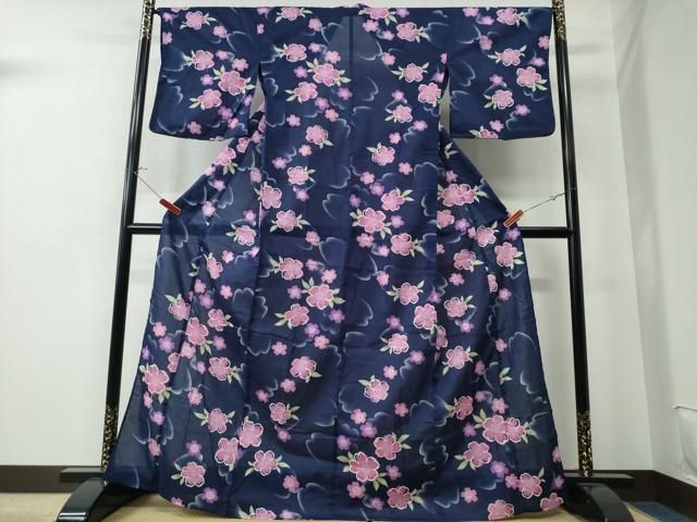 平和屋着物∴夏物 浴衣 綿紅梅 舞桜 綿 逸品 CAAW0818ng - メルカリ 