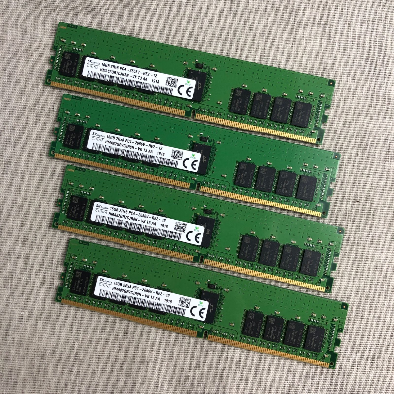 16GB×４枚セット  2RX8 PC4-2666V ECCメモリ