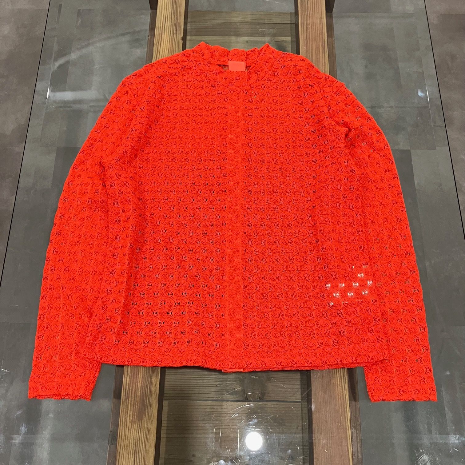 タグ付き未使用　MEYAME フロントバックレースプルオーバー　オレンジ MEYAME メヤメ FRONT & BACK LACE PULLOVER ORANGE レースプルオーバー