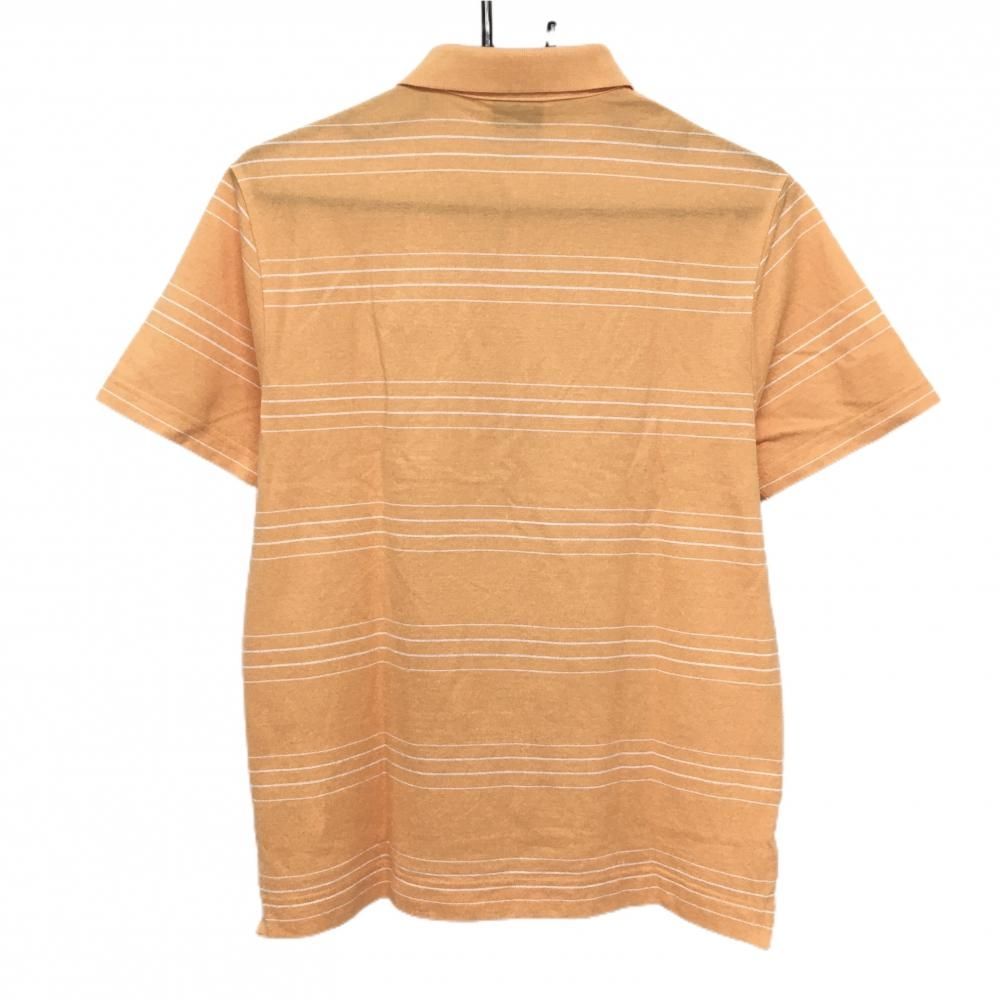 【美品】ラコステ 半袖ポロシャツ オレンジ×白 ボーダー 胸ロゴ メンズ 3(M) ゴルフウェア LACOSTE ラコステ ポロシャツ ボーダー（スポーツ・アウトドア）の通販