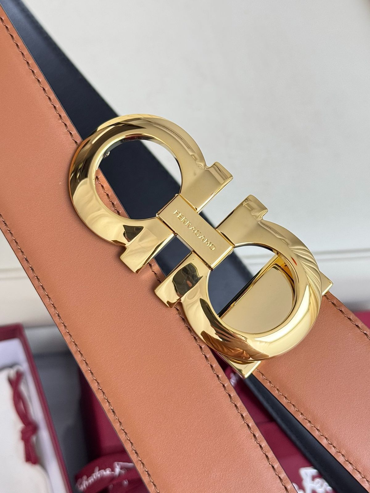 ☆値下げ中⭐︎ Ferragamo ダブルオーバルバックル ベルト フェラガモ FERRAGAMO メンズ ベルト リバーシブル DOUBLE ADJUS