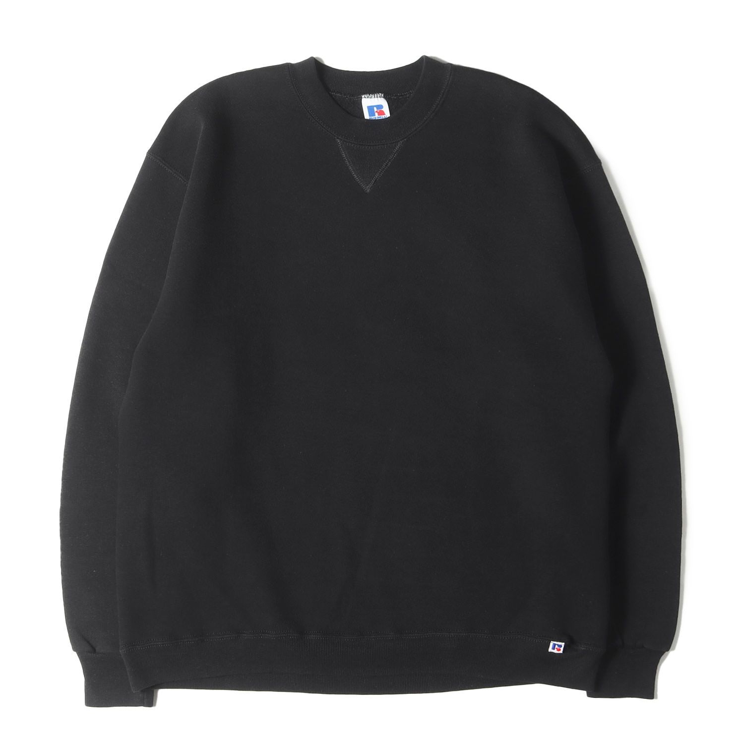 90s～00s RUSSELL ブラックスウェット 90's RUSSELL ATHLETIC 前V 無地スウェット 黒 表記(M) USA製