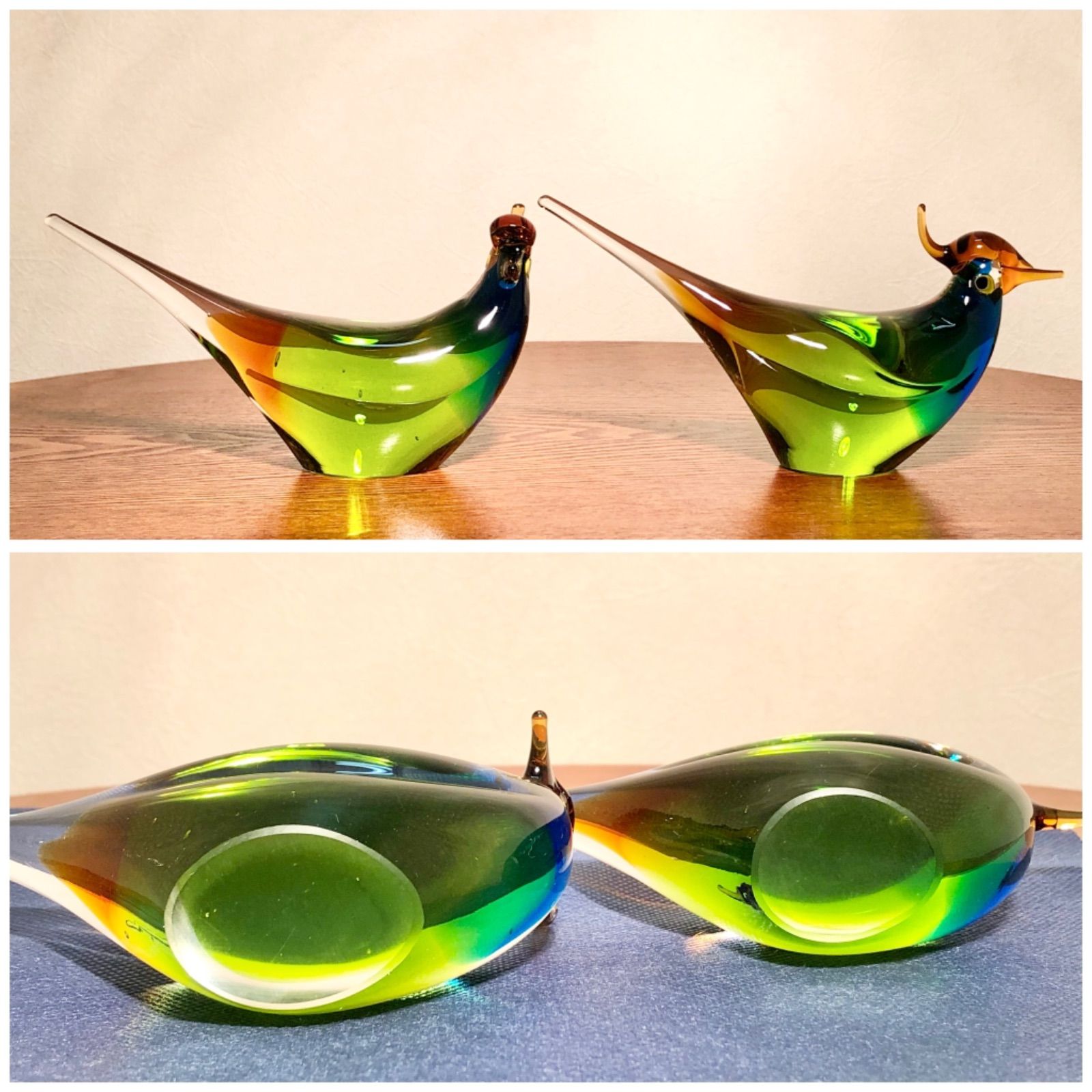 小樽ガラス マルティグラス（Multi Glass）鳥ペア 置物