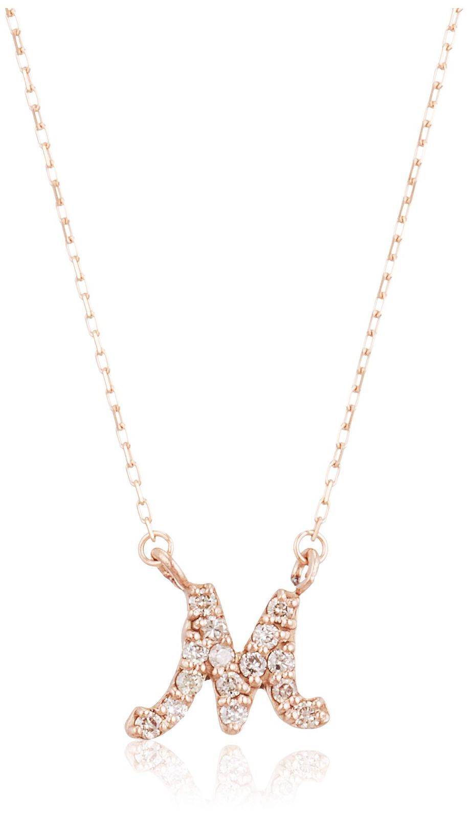 0 1 ct ネックレス イニシャルM ダイヤモンド D 10 K PG M ピンクゴールド 10金 ディー