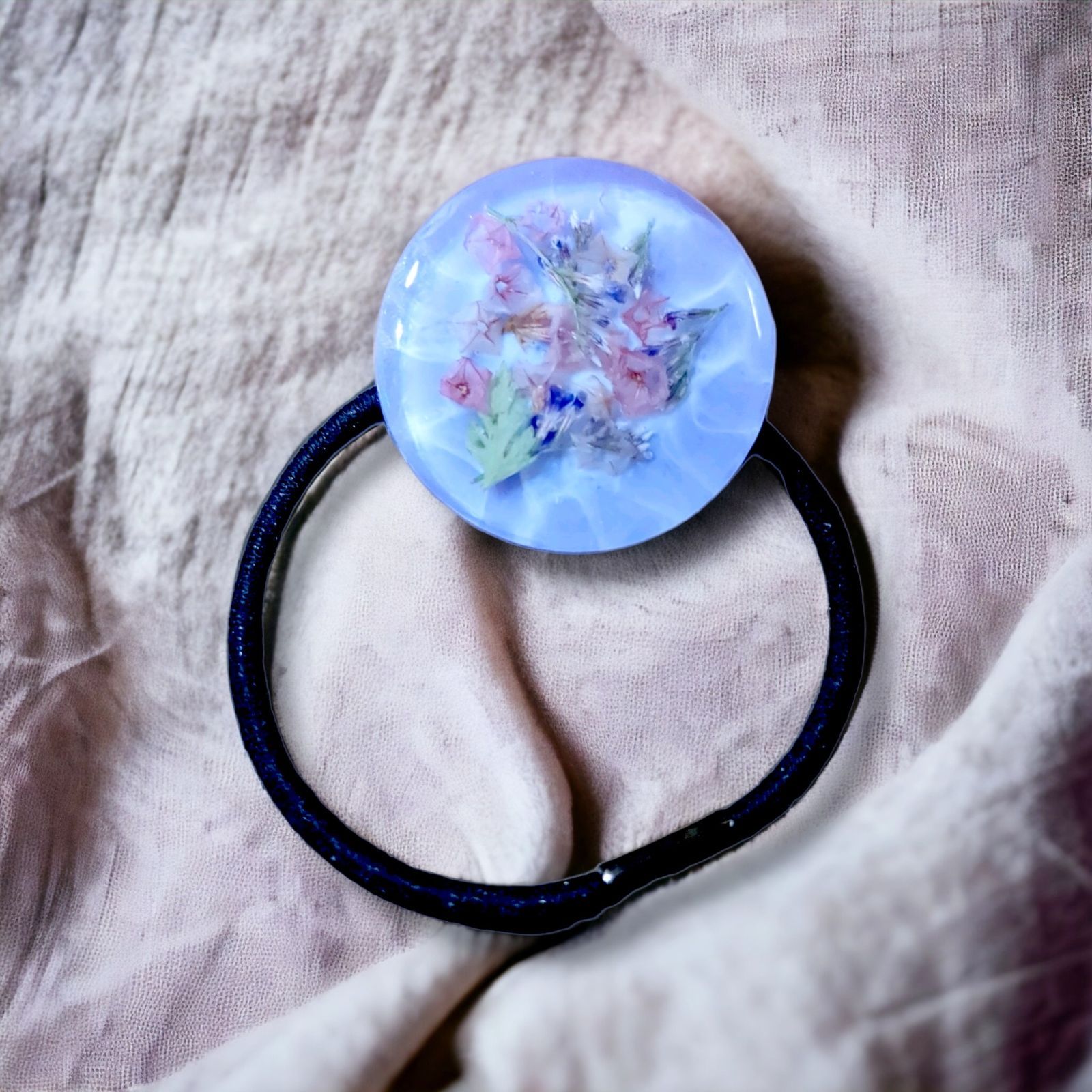 青×紫のかすみ草レジンヘアゴム - ヘアゴム