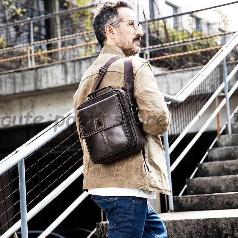 バッグ メンズ 本革 ショルダーバッグ アウトドア 通勤 耐摩設計 敬老の日 肩掛け カジュアル 厳選牛革 レザー 斜め掛けバッグ 大容量 全新品】バッグ メンズ ショルダーバッグ アウトドア 通勤 耐摩設計