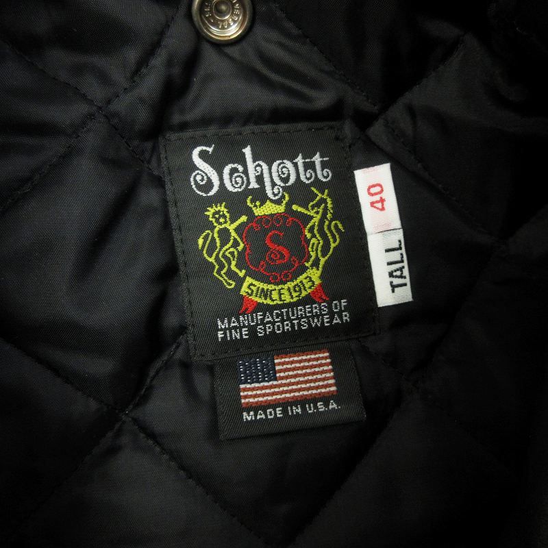ヴィンテージ Schott レザー 中綿 ジャケット ブラック ヴィンテージ Schott レザー 中綿 ジャケット ブラック ショット