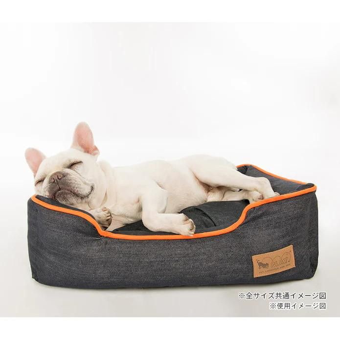 P.L.A.Y. ラウンジベッド M アーバンデニム オレンジ ペット用品