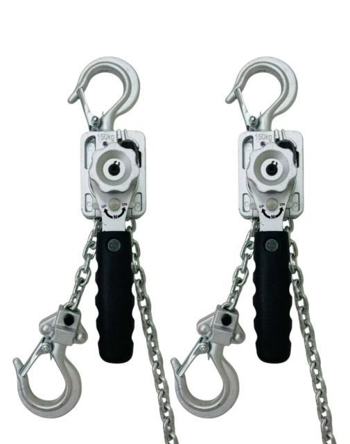 三方良し 2台 アルミ合金鋼製 レバーホイスト 0.15t 150kg チェーン1m 銀色 ホイスト 超小型 超軽量式レバーホイスト チェーンホイスト 手動式 荷締機 チェーンローラー 高品質 チェーンブロック レバーブロック ガッチャ がっちゃ チェンブ