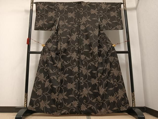 平和屋着物 本場大島紬 一元7マルキ 更紗唐草文 正絹 AABB0404ph