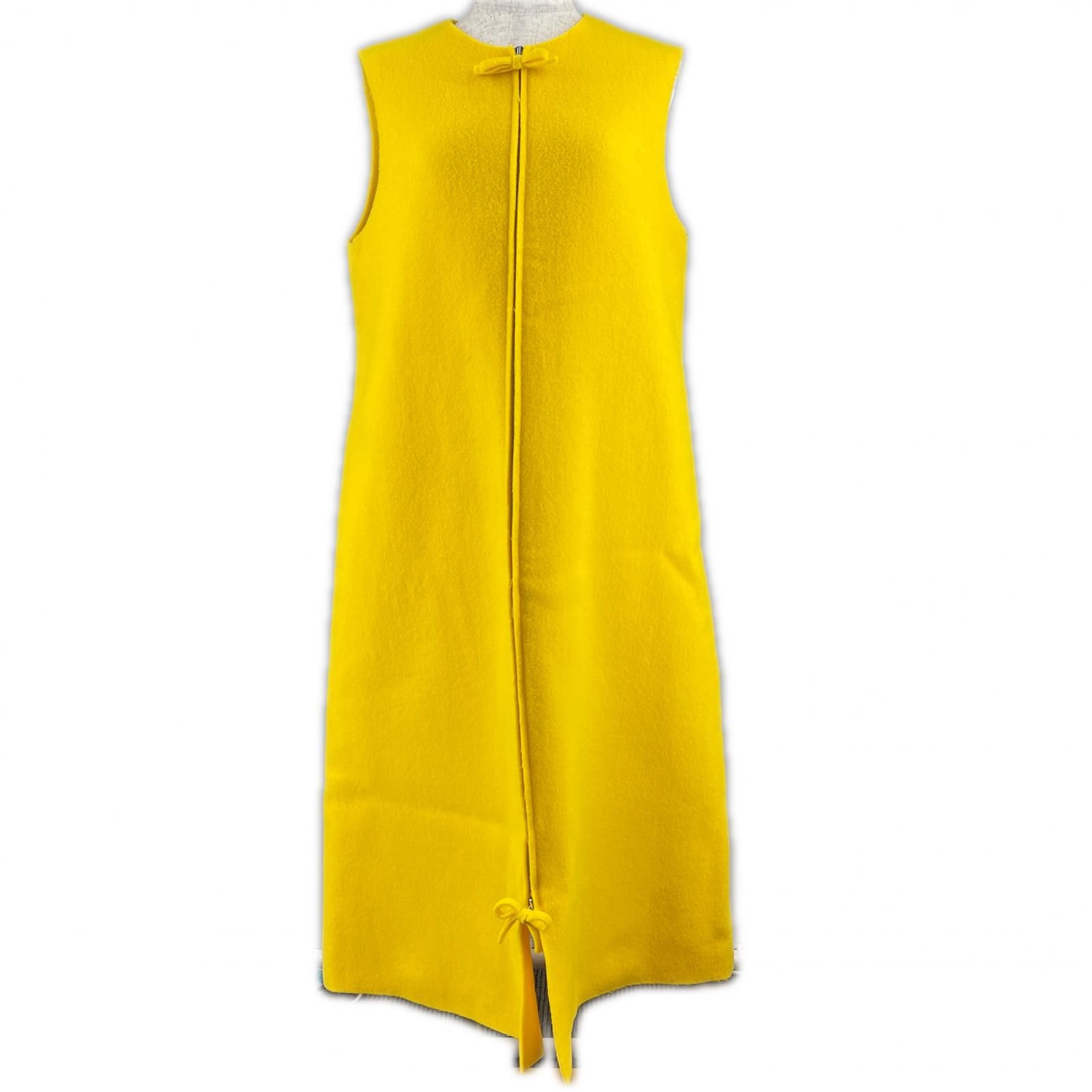 ♥品▲RAF SIMONSラフシモンズ 21-22AW 212-W464-20031-0015 モヘア混 リボンジップ ノースリーブワンピース 36 イタリア製 正規品