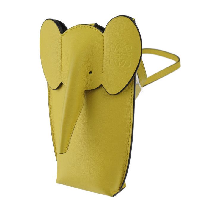 LOEWE ロエベ ポケット ショルダーバッグ レザー イエロー ポーチ