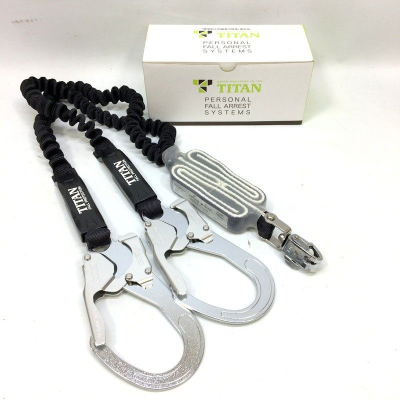 ♥ TITAN タイタン ハーネス用ランヤード HL-EBW タイプ１安全帯 墜落防止用器具 ブラック|ブラック サンコー △ DW3506