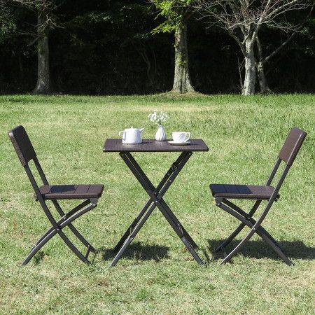 テーブルチェア 3点セット 木目調 注文 ガーデンセット ベランダ