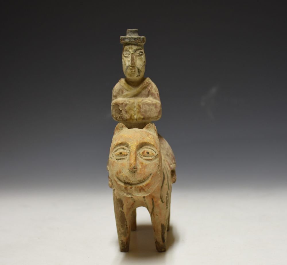 蔵A5131d】朝鮮古美術 木彫彩色虎上人物像 李朝時代 2025年