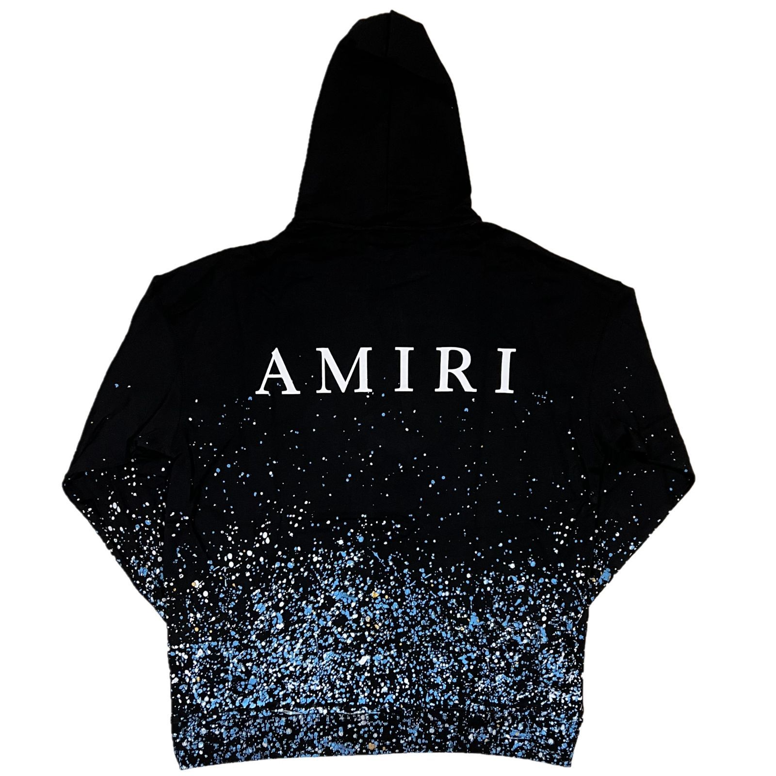 AMIRI スプレー塗装風 パーカー AMIRI アミリ BLUE PAINT BLEACH ALL OVER HOODIE ブルー