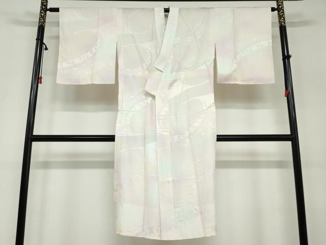 平和屋着物●長襦袢 無双仕立て 草花地紋 暈し染め 半衿刺繍 正絹 ♥ DAAW5994ud