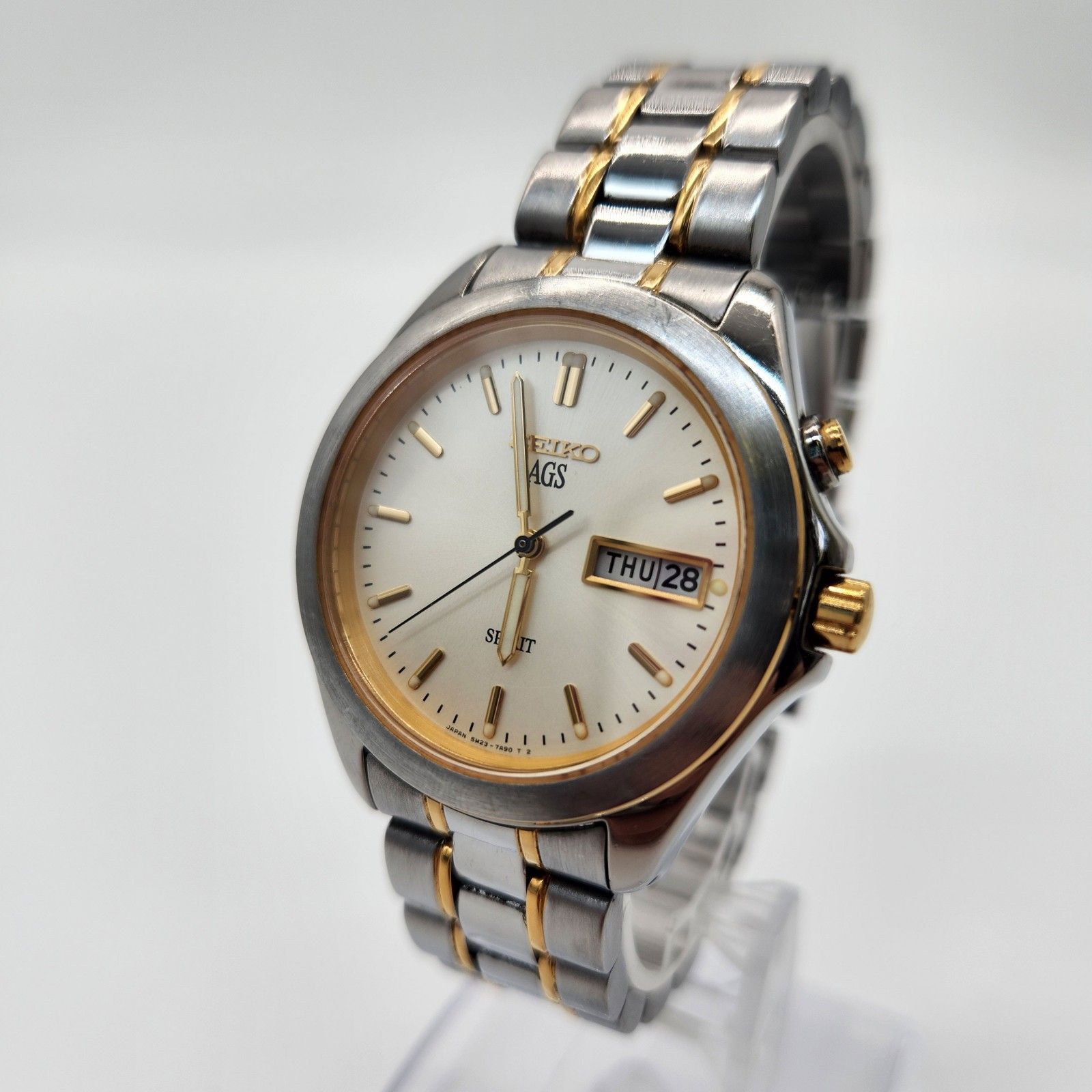 SEIKO AGS SPIRIT ゴールド文字盤 5M23-7A60 自動巻き3針 デイデイト 