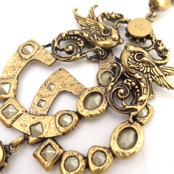 GUCCIネックレス ゴールド パール 虫 蜂モチーフ パール ネックレス