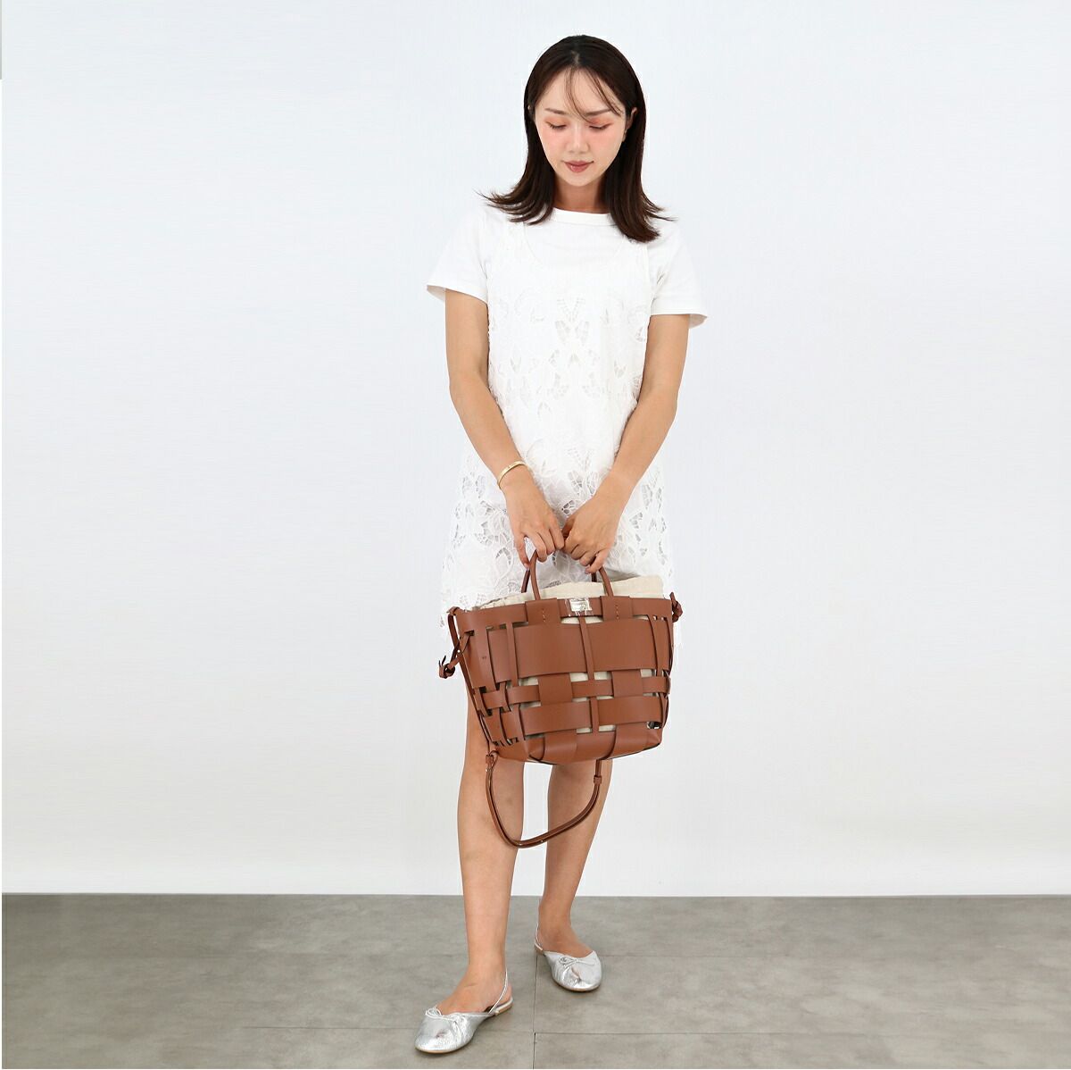 ZANCHETTI ザンケッティ E WMSH736 WOVEN MIDI SHOPPER 472(SEQUOIA 