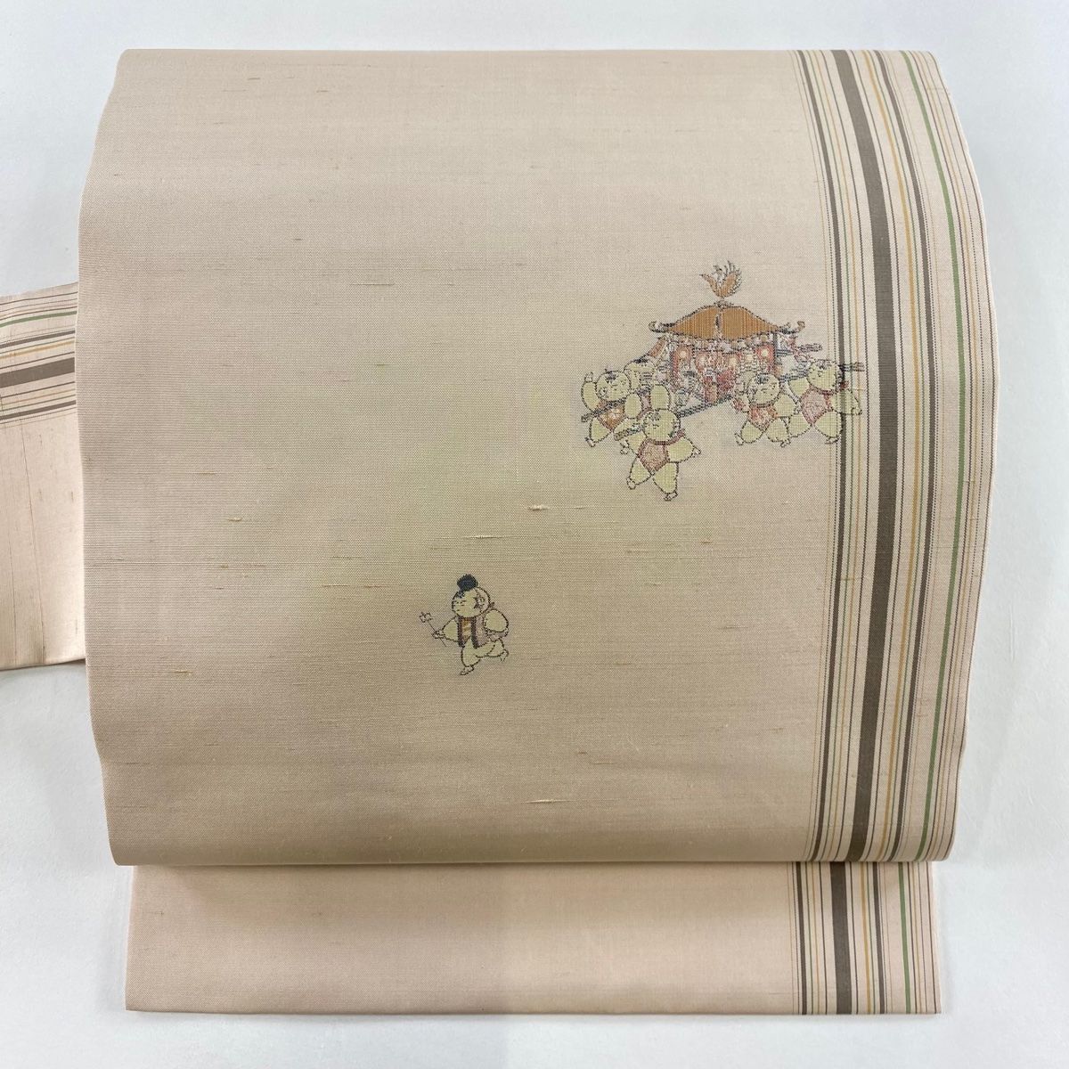 名古屋帯 秀品 童 神輿 ベージュ 正絹
