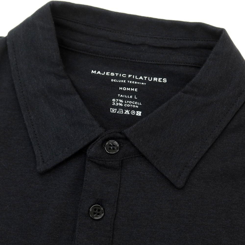 【新品】マジェスティック フィラチュール オム MAJESTIC FILATURES HOMME リヨセルコットン 半袖ポロシャツ ブラック【サイズL】【メンズ】