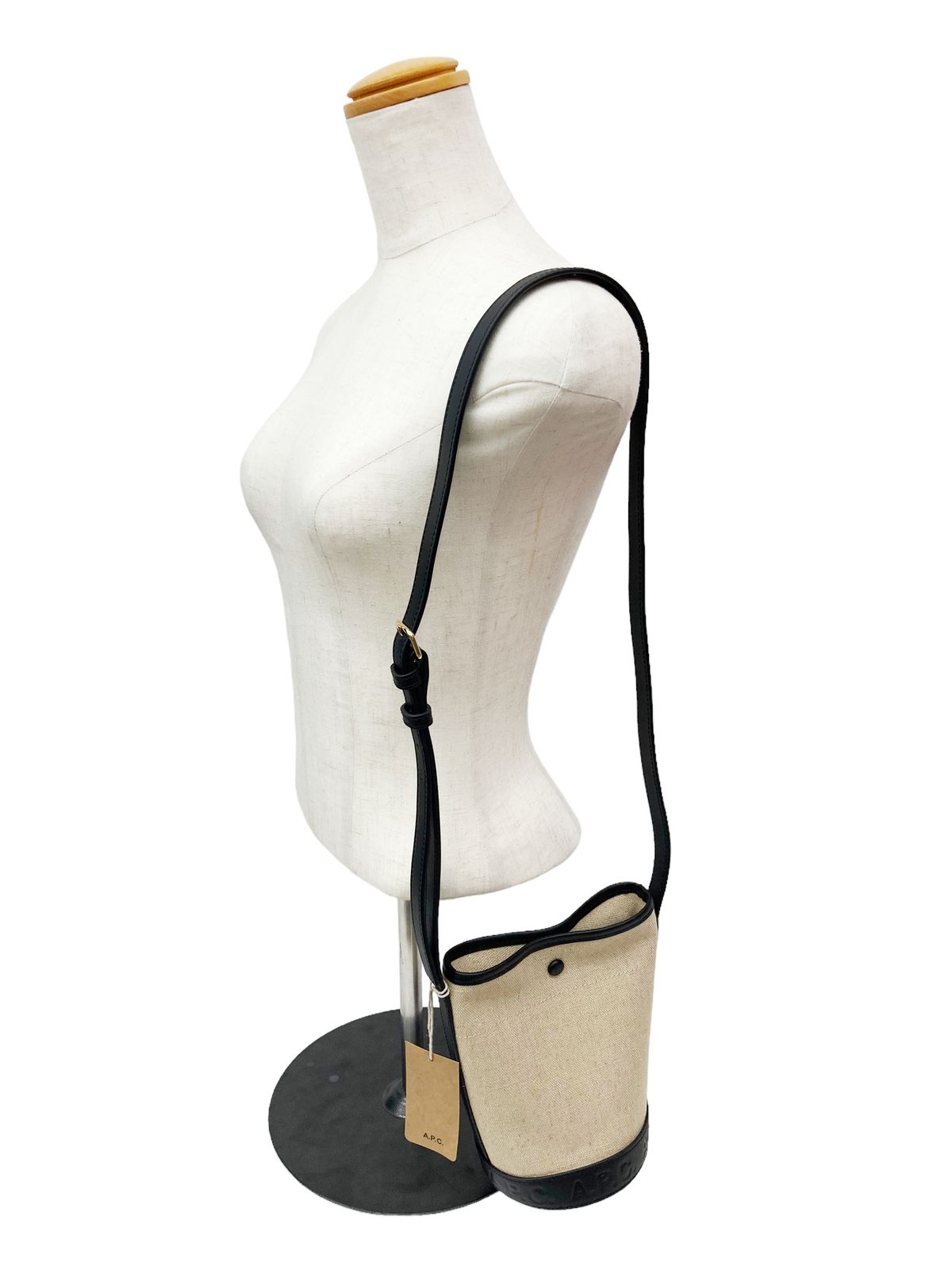 A.P.C. (アーペーセー) ジュート キャンバス×レザー バケツバッグ