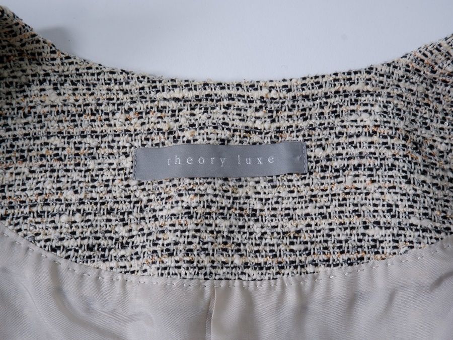 Theory luxeセオリーリュクス Lunar Lindiノーカラーツイードコート  