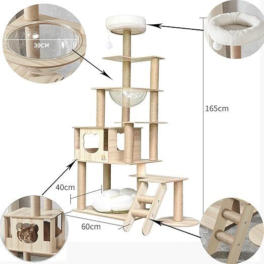 【最終値下】木製多層キャットタワー 透明ボウル付き 楽天市場】キャットタワー 木製 宇宙船透明ボウル付き 高さ約